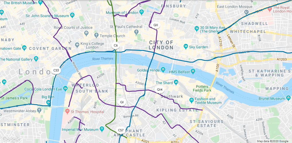 Cycle Map Of London including monument where Us&Co is based