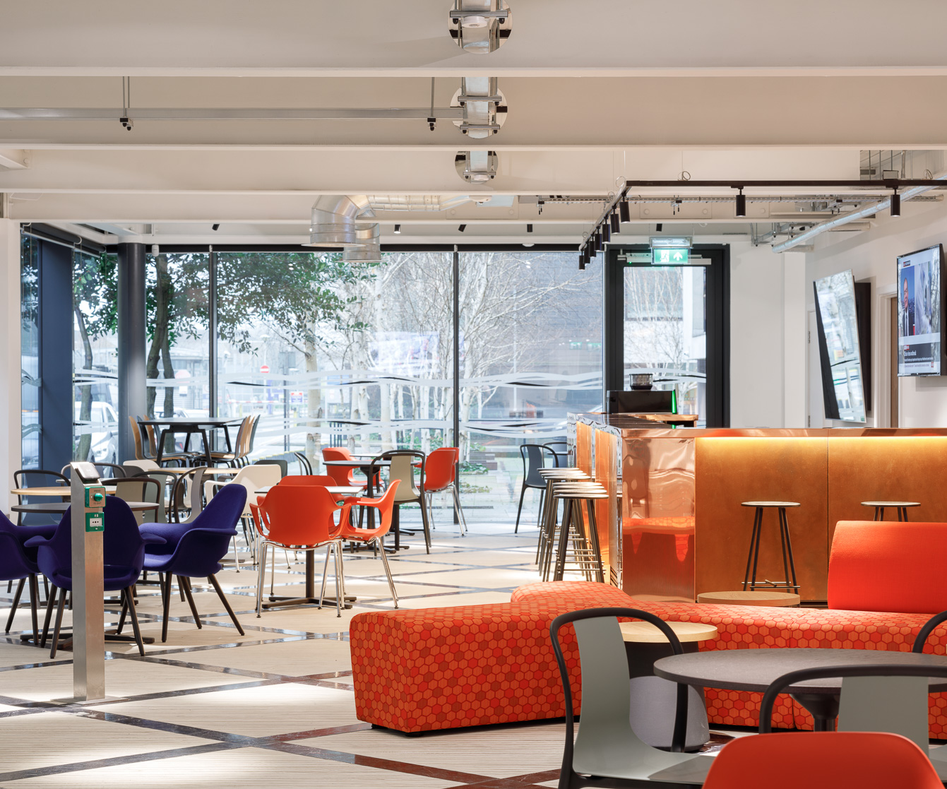 Colourful flexible working space at Us&Co Stratford